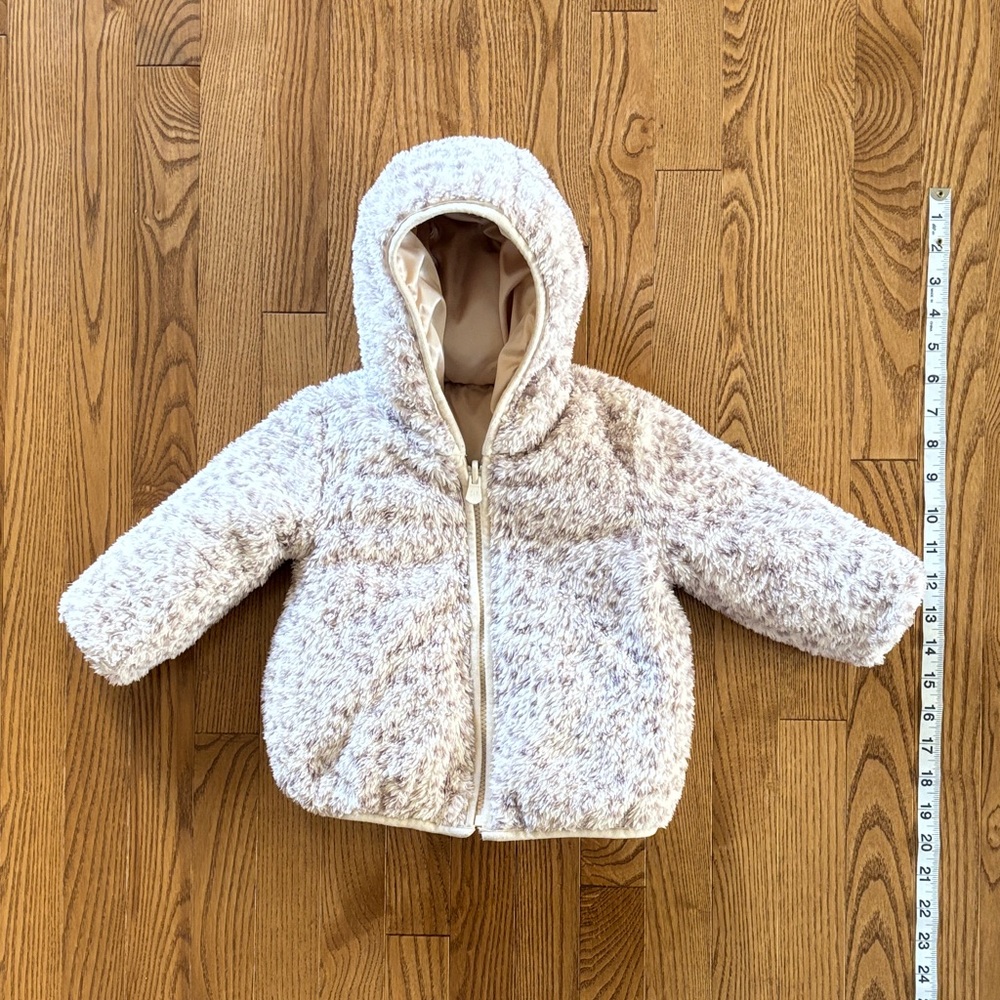 Reversible Hooded Toddler Coat - Pink Champagne & Light Purple leopard print